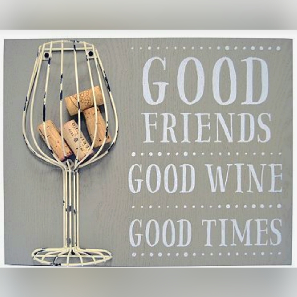 NEW VIEW GIFTS & ACCESSORIES Gray "Good Friends" Wire Cork Holder